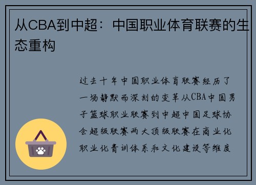 从CBA到中超：中国职业体育联赛的生态重构