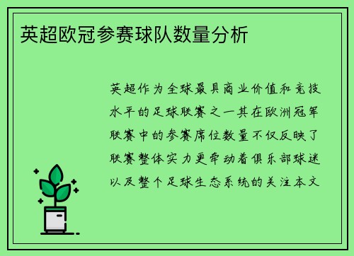 英超欧冠参赛球队数量分析